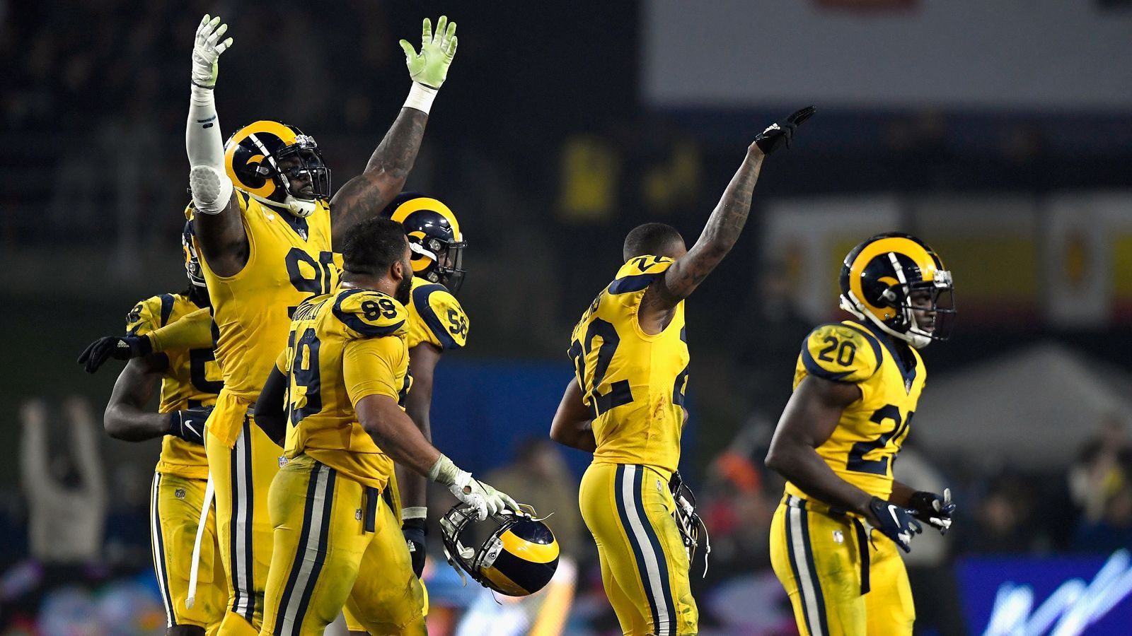 
                <strong>Los Angeles Rams: 11 Siege (1969)</strong><br>
                Bilanz nach der Regular Season: 11-3Playoffs: 20:23 in der Divisional Round verloren (vs. Vikings) 
              