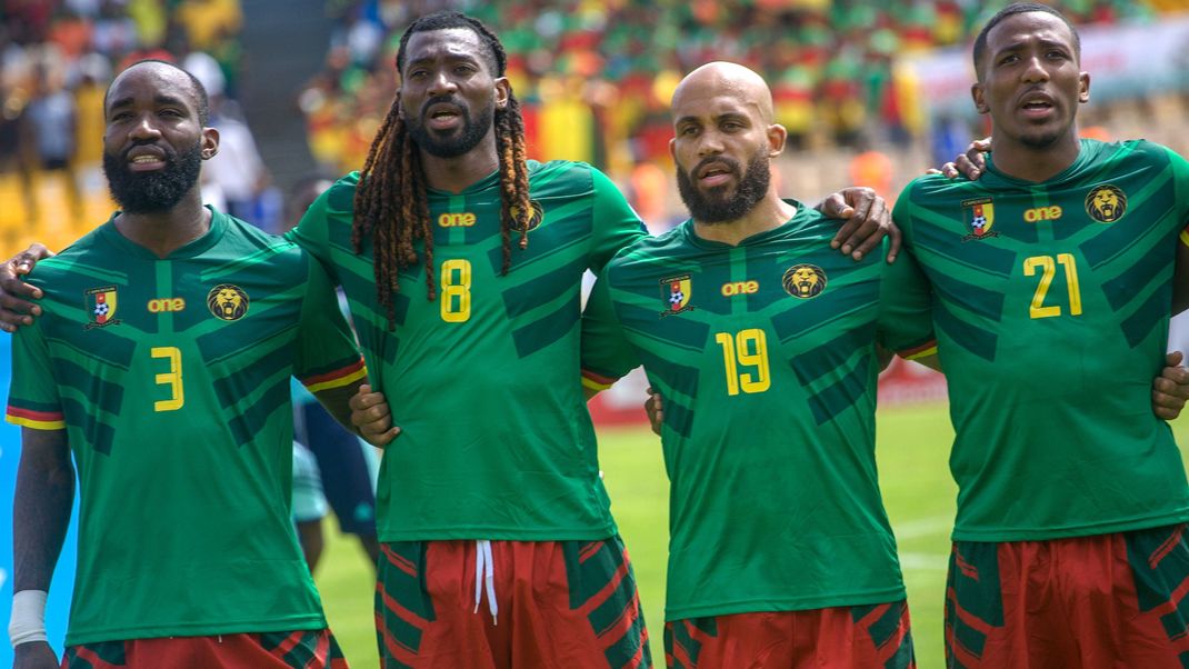 YAOUNDE, CAMEROON - JUNE 8: Moumi Ngamaleu, AndrÃ -Frank Zambo Anguissa, Bryan Mbeumo and Jackson Tchatchoua of Cameroon during the 2026 FIFA World Cup, WM, Weltmeisterschaft, Fussball Qualifier match between Cameroon and Cape Verde at Stade Omnisport Ahmadou Ahidjo on June 8, 2024 in Yaounde, Cameroon. Photo by Vincent Kimto Copyright: xShengolpixs-Kimtox