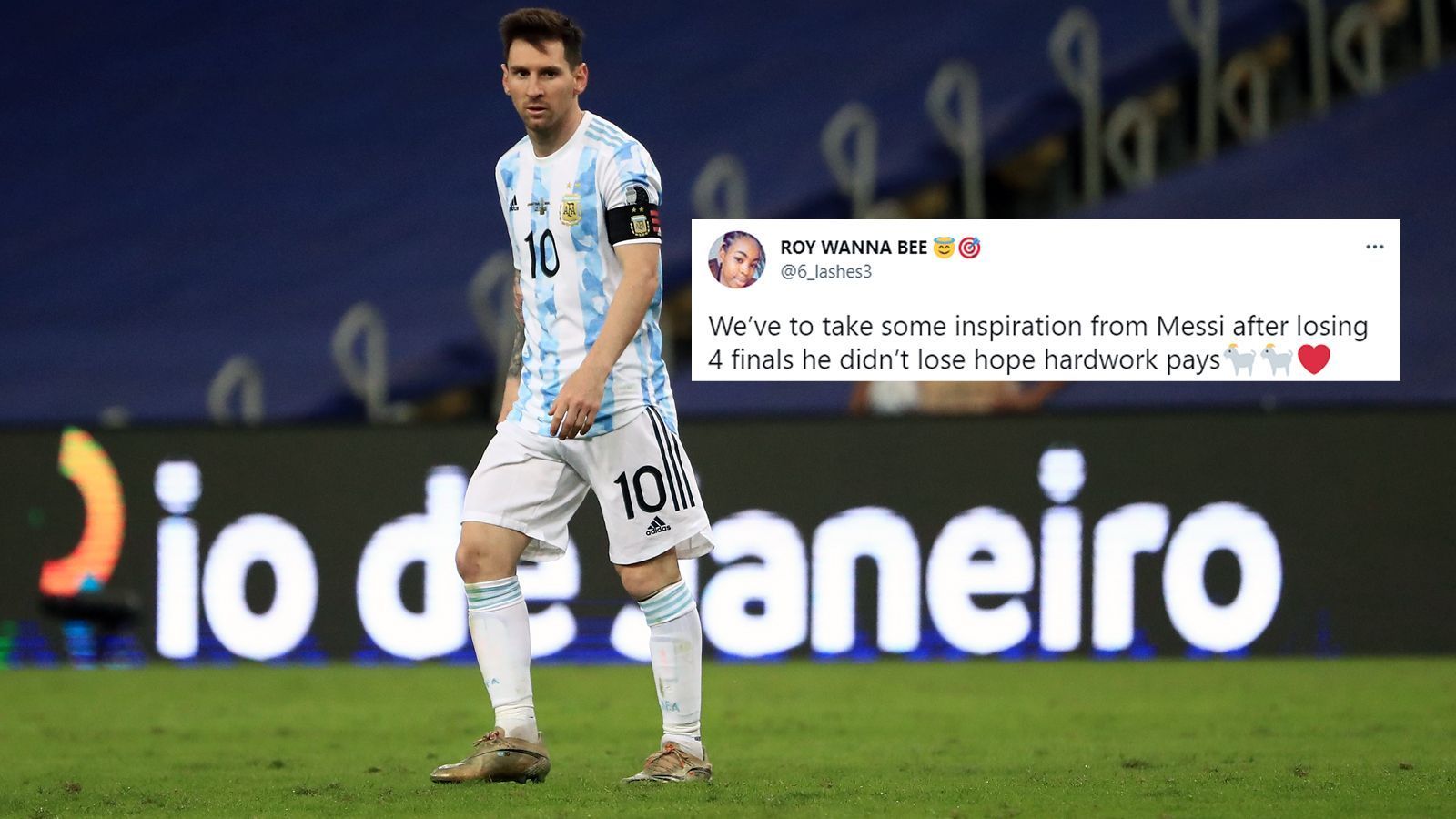 
                <strong>Messi als Inspiration</strong><br>
                Nach zuvor vier verlorenen Endspielen mit der argentinischen Nationalmannschaft, ist Messi doch noch am Ziel seiner Träume angekommen.
              
