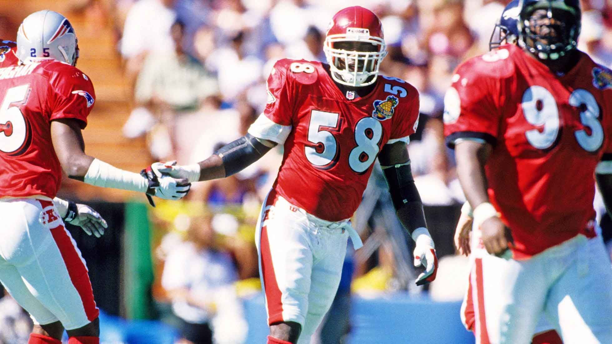 <strong>Kansas City Chiefs</strong><br>
                • Franchise-Rekord (all-time): Derrick Thomas (1989-99): 126,5<br>• Franchise-Rekord (eine Saison): Justin Houston (2014): 22