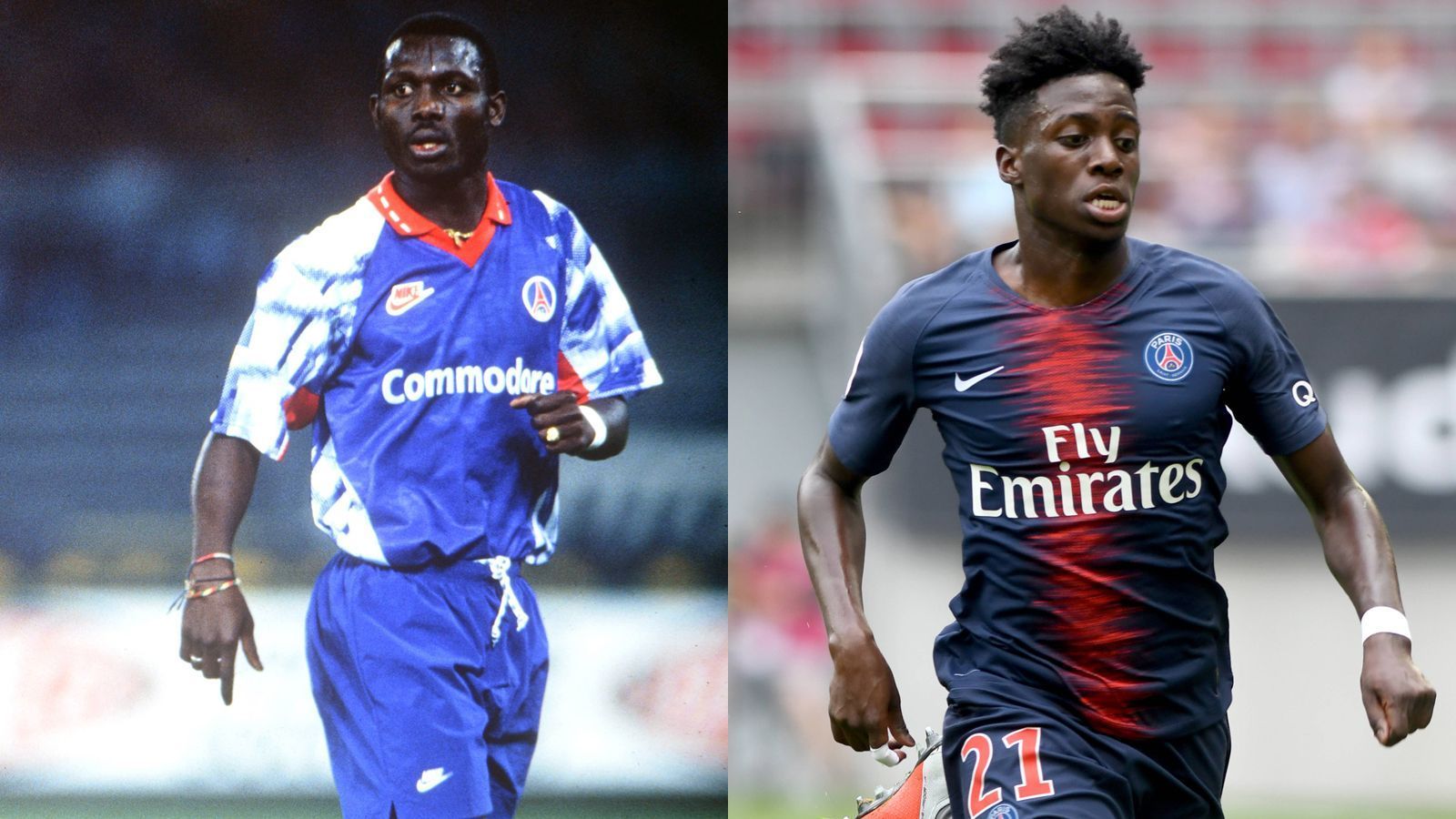 
                <strong>George und Timothy Weah (Paris St. Germain)</strong><br>
                Der ehemalige Stürmer George Weah schaffte es von Liberia bis an die Spitze des Weltfußballs. Von 1992 bis 1995 kickte er für Paris St. Germain und gewann in dieser Zeit als bis heute einziger Spieler aus Afrika den Ballon d'Or. Heute ist Weah Präsident Liberias, während Sohn Timothy Fußballprofi geworden ist. Der Offensivspieler kickte zu Beginn seiner Karriere ebenso für PSG, brachte es beim Ligue-1-Krösus aber nur zu sechs Einsätzen. Daher entschied er sich 2019 für einen Wechsel innerhalb Frankreichs nach Lille. Dort kommt der 22 Jahre alte US-Nationalspieler sehr regelmäßig zu Einsätzen und wurde mit dem Klub 2021 sensationell Meister.
              