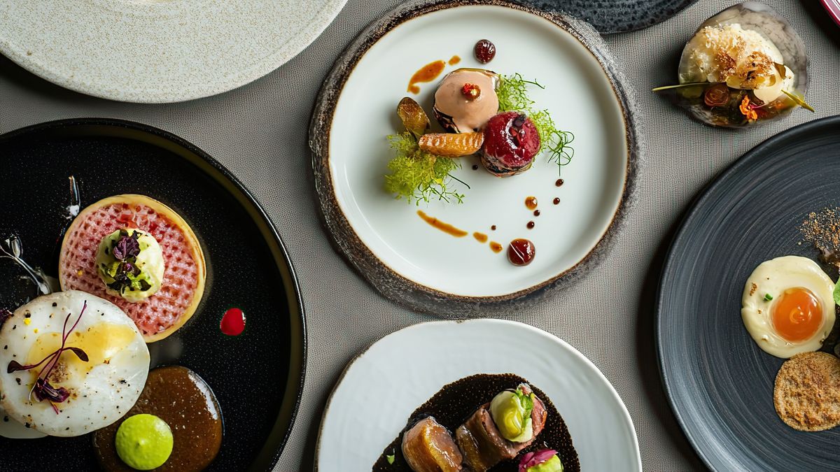 Tasty dishes in michelin star restaurant