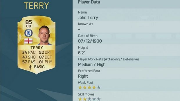 
                <strong>John Terry</strong><br>
                Spielerwert: 85 (+2) - John Terry. Vorheriger Gesamtwert: 83.
              