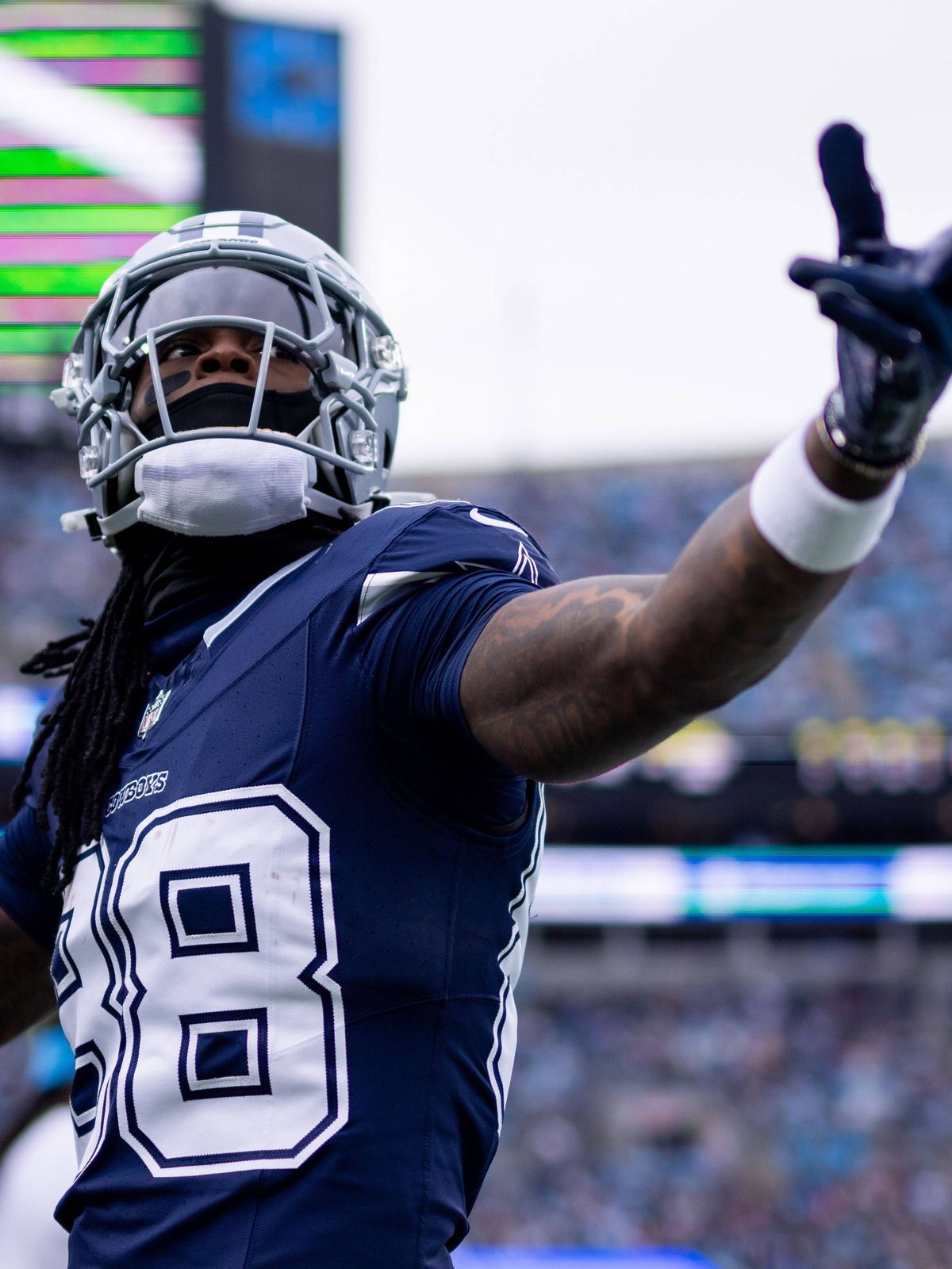 December 15, 2024: Dallas Cowboys wide receiver CeeDee Lamb (88) celebrates after a first down against the Carolina Panthers in the first quarter of the NFL, American Football Herren, USA matchup i...