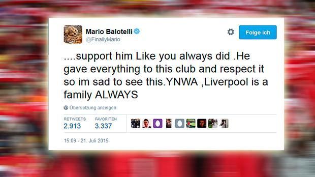 
                <strong>Twitter-Lob für Sterling: Balotelli macht Liverpool-Fans wütend</strong><br>
                "...unterstützt ihn, wie ihr es immer getan habt. Er hat alles für diesen Klub gegeben und ihn respektiert. Ich bin traurig, das hier zu sehen. YNWA, Liverpool ist eine Familie, IMMER." Seinem Freund Sterling dürften die Tweets gefallen haben, doch Freunde unter den Liverpool-Anhängern wird sich Balotelli damit nicht gemacht haben.
              