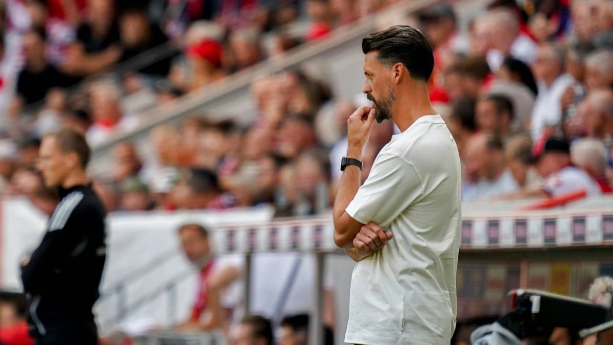 Konzentriert an der Linie: FCA-Trainer Sandro Wagner