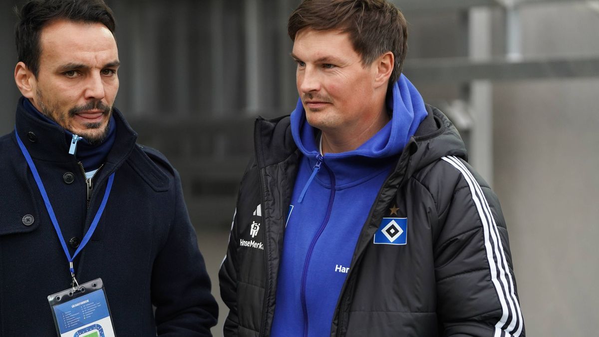 Fußball, 2. BL, Karlsruher SC - Hamburger SV 2. Bundesliga: Karlsruher SC vs Hamburger SV Merlin Polzin (Hamburger SV Interimsweise Trainer Co-Trainer) auf dem Weg zum Interview vor dem Spiel mit S...