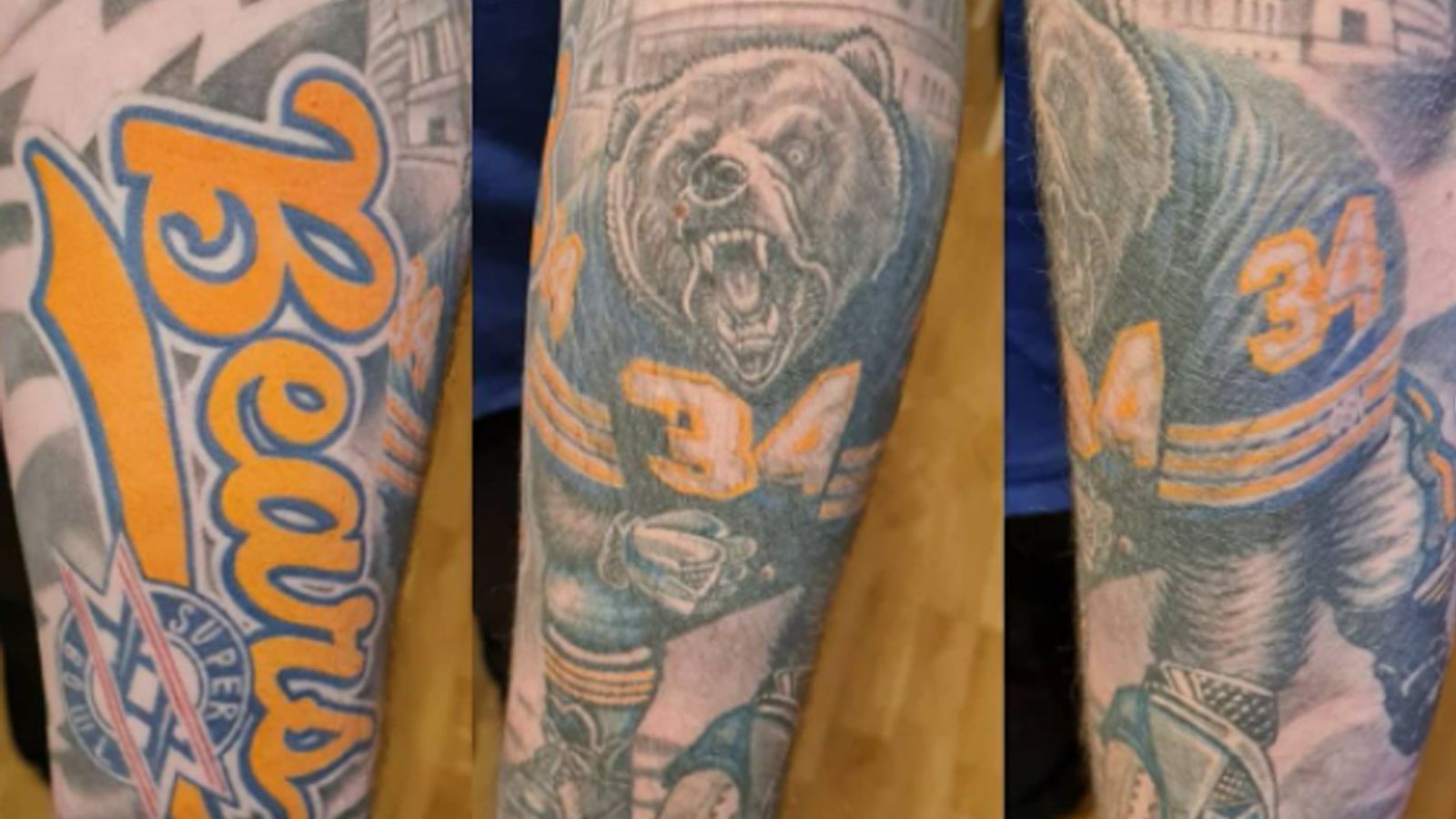 
                <strong>Deutscher Bears-Fan mit starkem Arm-Tattoo</strong><br>
                Ein deutscher NFL-Fan hat den Instagram-Account seiner Frau übernommen, um sein eindrucksvolles Unterarm-Tattoo zu zeigen. Wie unschwer zu erkennen ist, ist er Bears-Fan.
              