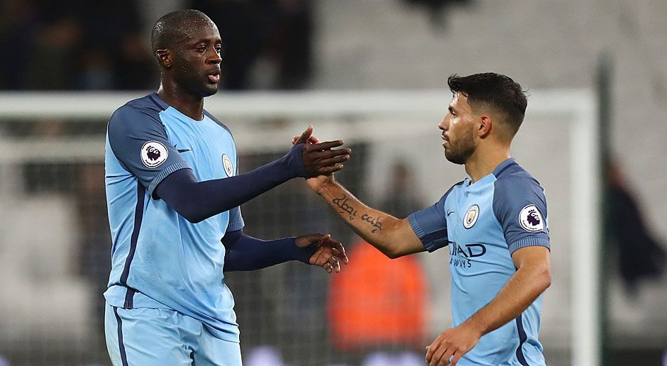 
                <strong>Platz 2: Manchester City mit Sergio Aguero und Yaya Toure </strong><br>
                Aguero (re.) und Toure kassieren 14,6 Millionen Euro pro Jahr.
              