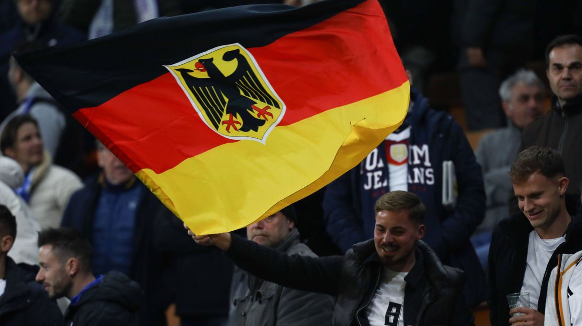 March 20, 2025, Milan, Lombardy, Italy: German fans are happy to win in the UEFA Nations League 2024 quarterfinal first leg between ITALY and GERMANY at San Siro Stadium in Milan, Italy Milan Italy...