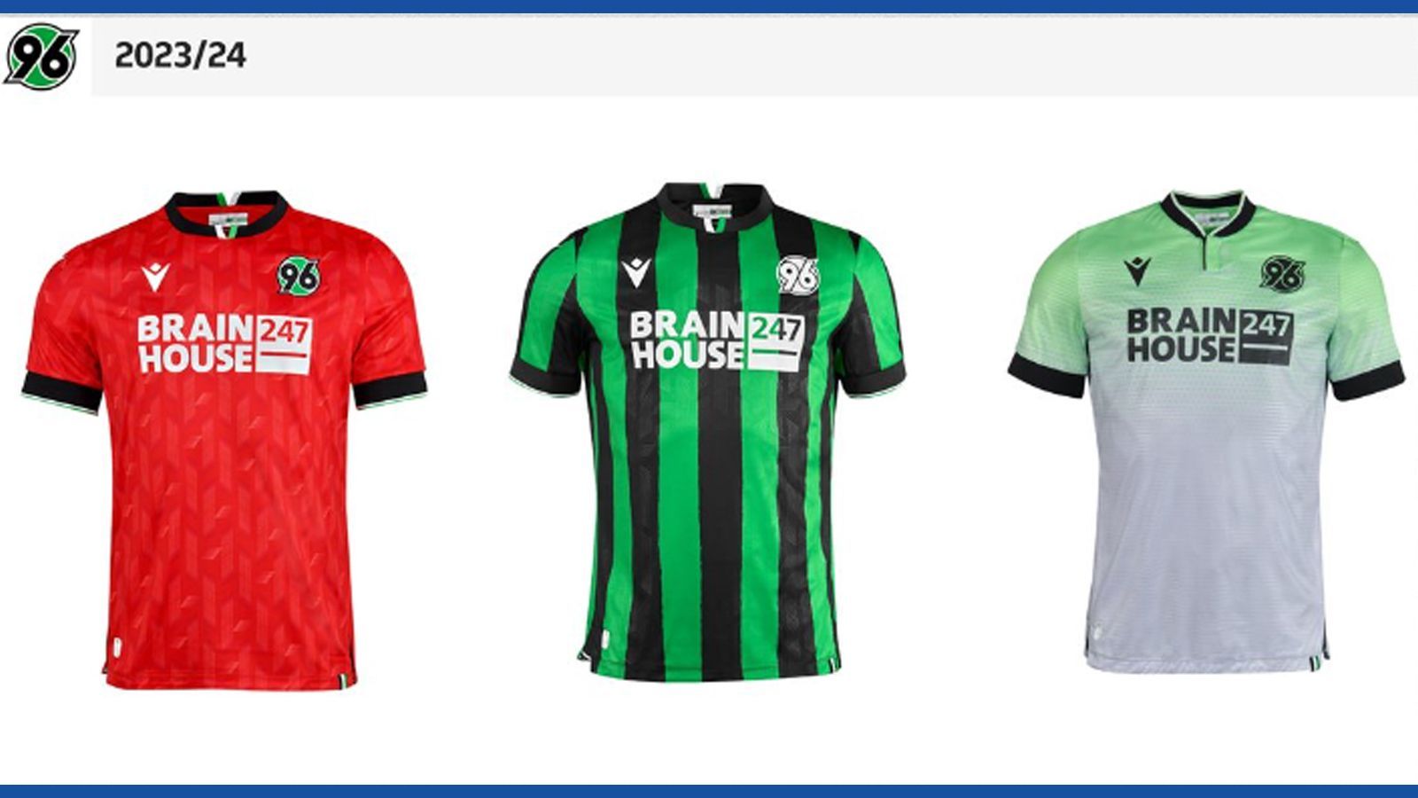 <strong>Platz 10 - Hannover 96</strong><br>Solide. Und traditionell. Rotes Trikot, schwarzer Kragen und Ärmel. H96 geht kein Risiko und macht die Fans happy. Der Sponsor fällt durch das weiß und die Größe nur negativ auf.
