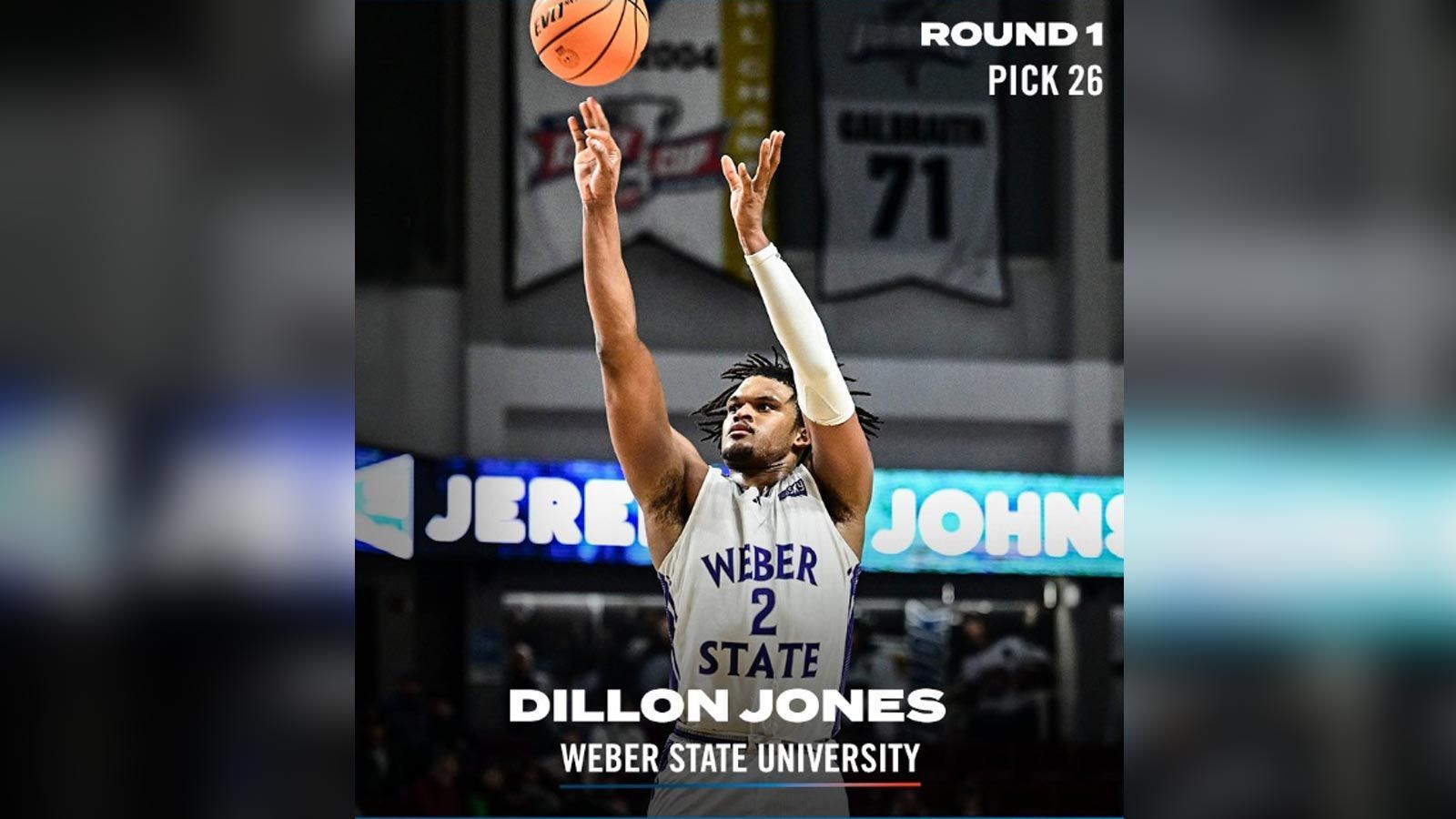 <strong>26. Pick: Washington Wizards (via New York Knicks) Trade zu den Oklahoma City - Dillon Jones</strong><br>Alter: 22 Jahre<br>Nation: USA<br>College: Weber State