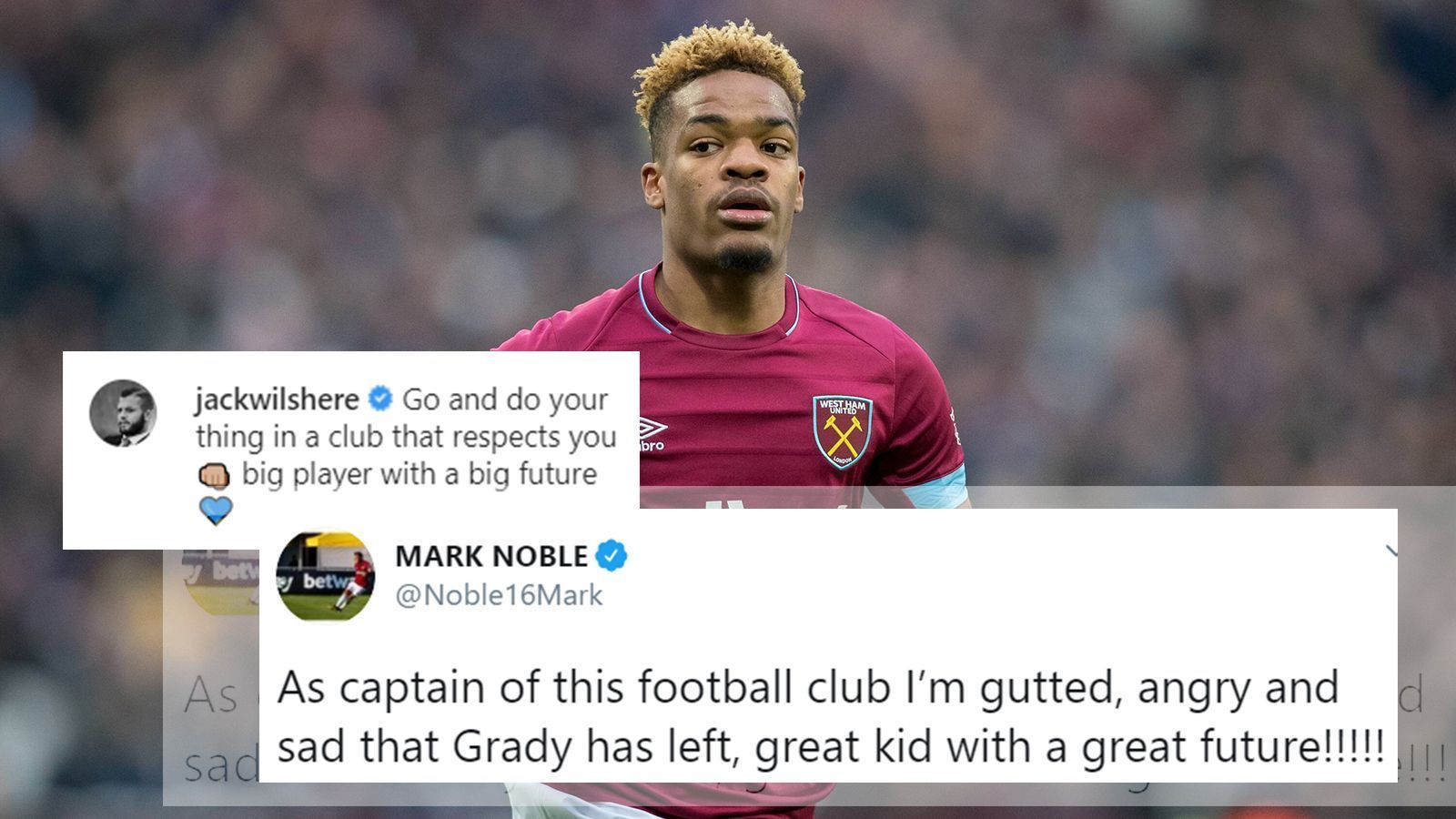 
                <strong>West-Ham-Profis verärgert</strong><br>
                Nach dem Verkauf den Eigengewächses Grady Diangana gehen die Spieler von West Ham United auf ihren eigenen Klub los. Unter einem Verabschiedungs-Post des 22 Jahre alten Talents schrieb Jack Wilshere: "Geh' und mach' dein Ding in einem Klub, der dich respektiert. Ein großer Spieler mit einer großen Zukunft." Die erste Breitseite gegen die "Hammers". Kapitän Mark Noble brachte seine Verärgerung noch deutlicher zur Sprache: "Als Kapitän dieses Klubs bin ich enttäuscht, wütend und traurig, das Grady geht. Ein großes Talent mit einer großen Zukunft." Das haben die Klub-Bosse wohl anders gesehen und den pfeilschnellen Linksaußen für rund 13 Mio. Euro an West Bromwich Albion verkauft. 
              