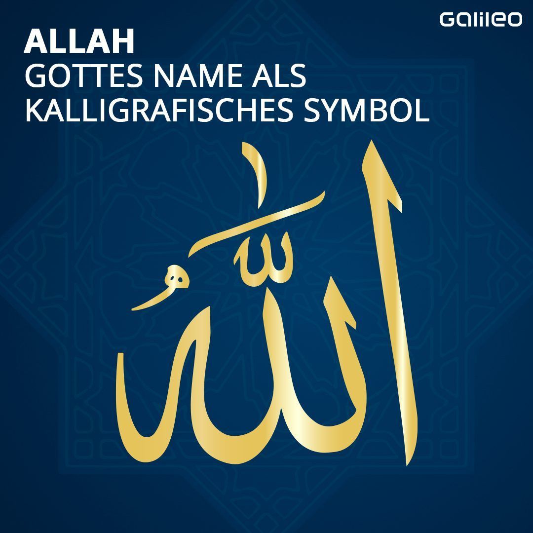 Gott darf im Islam nicht abgebildet werden. Sein Name Allah in Kalligrafie aber ziert viele Moscheen, viele muslimische Häuser oder wird als Anhänger an einer Kette um den Hals getragen. 
