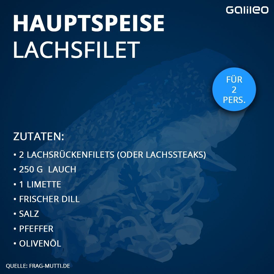 Dafür brauchst du nur ein paar Gewürze, Öl, Lauch und natürlich Lachsfilets.