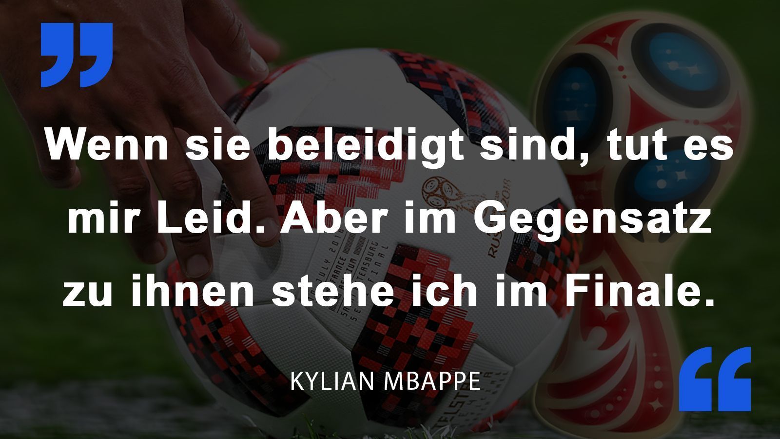 
                <strong>Kylian Mbappe</strong><br>
                Der Franzose kontert der Kritik der Belgier nach dem Halbfinalsieg.
              