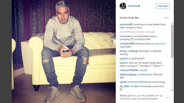 
                <strong>Samir Nasri </strong><br>
                "Loneliness is way better than fake company!" Mit diesen harten Worten verabschiedet sich Manchester Citys Star Samir Nasri von seiner Ex-Freundin Anara Atanes. Die Gründe der Trennung sind unbekannt. Rein optisch ist sie aber nicht zu verstehen ...
              