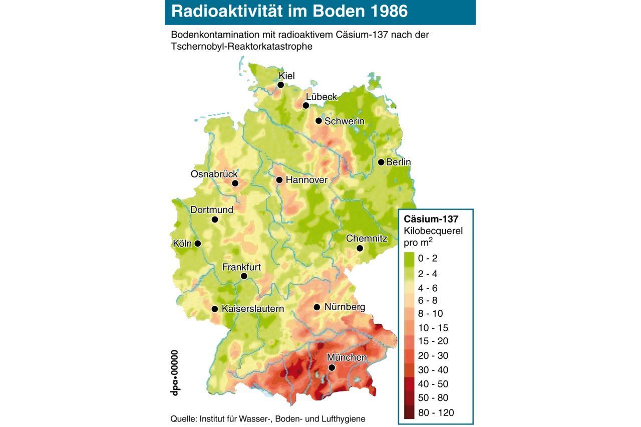 2. Mai 1986: In Süddeutschland steigt die Radioaktivität durch den Regen der vergangenen 2 Tage. 