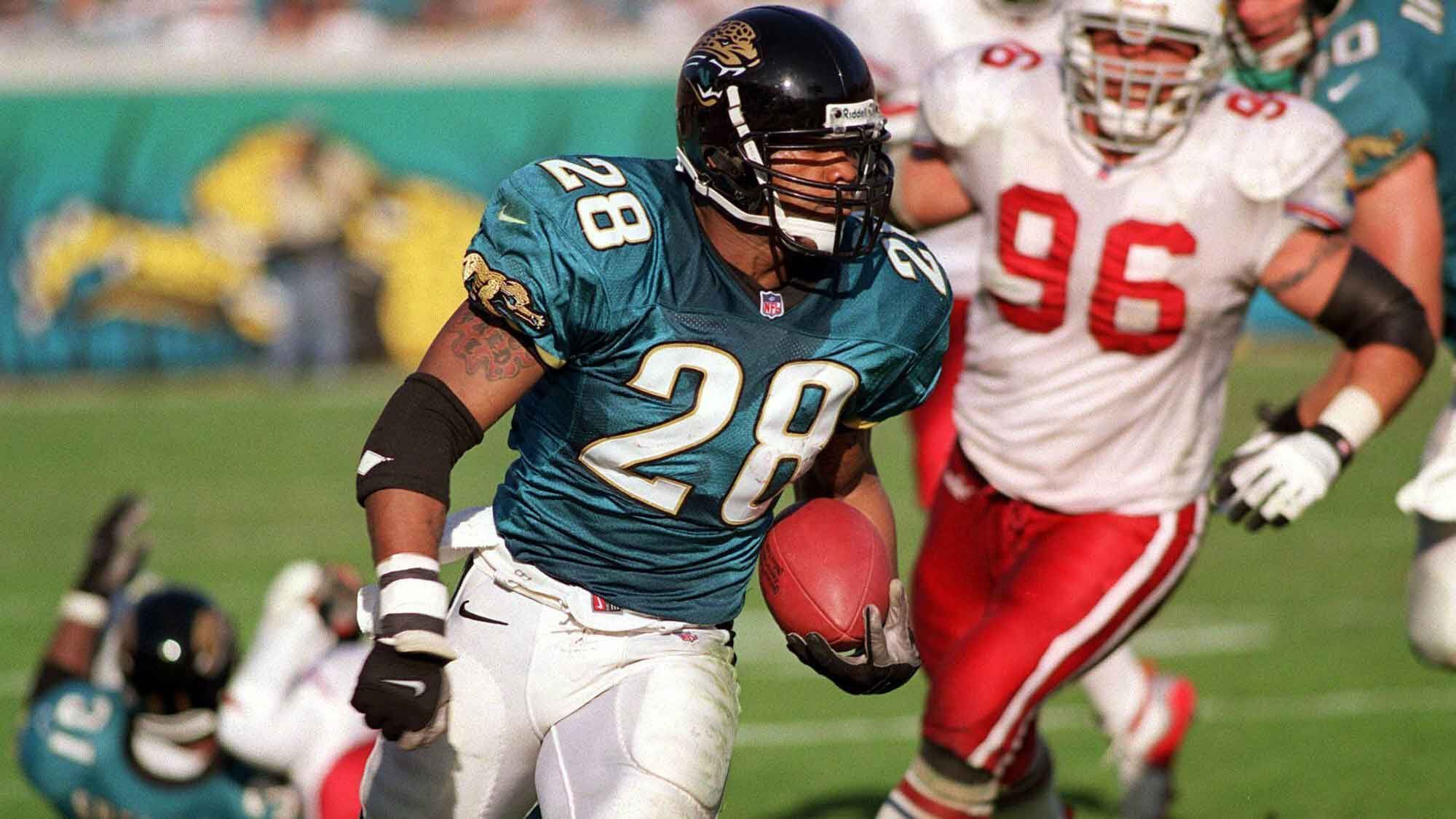 
                <strong>Jacksonville Jaguars: Fred Taylor</strong><br>
                11.271 Yards bei 2.428 Runs - 62 Touchdowns
              