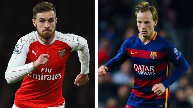 
                <strong>Aaron Ramsey vs. Ivan Rakitic</strong><br>
                Aaron Ramsey vs. Ivan Rakitic: Ramsey hat eigentlich alle Voraussetzungen, um mit Rakitic auf einem Niveau zu sein. Sein Aktionsradius reicht vom eigenen bis zum gegnerischen Sechszehner, auch Technik und Spielverständnis sind vorhanden. Doch viele Verletzungen haben seine Entwicklung immer wieder behindert. Rakitic hingegen hat sich bei Barca zu einem kompletten Mittelfeldspieler entwickelt. Arsenal vs. Barca 3:4.
              