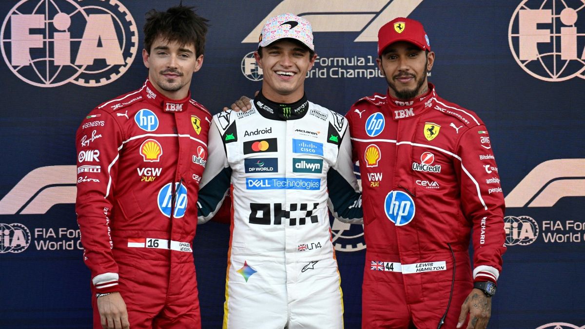 Lando Norris (M.) startet in Mexiko vor dem Ferrari-Duo