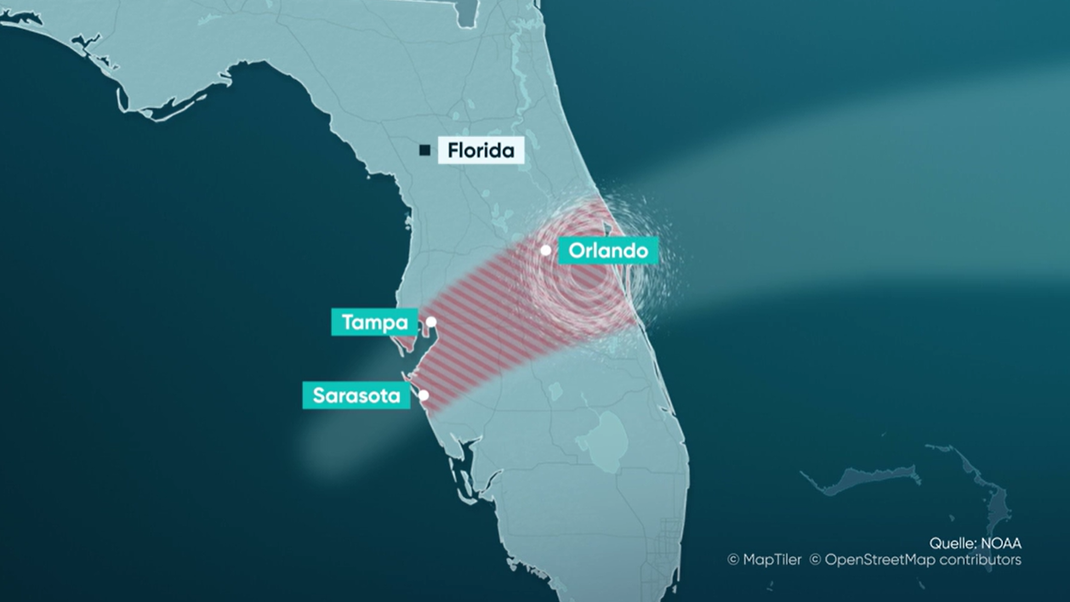 Von der Küste bei Sarasota peitschte Hurrikan "Milton" über Florida bis nach Orlando.