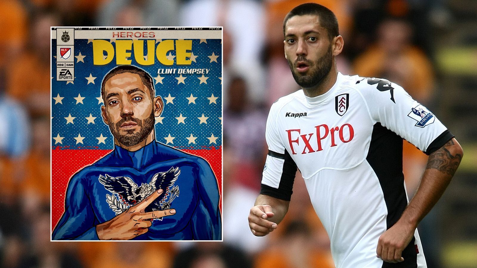 
                <strong>Clint Dempsey</strong><br>
                &#x2022; Gesamtstärke: 85 - <br>&#x2022; Nationalität: USA - <br>&#x2022; Position: Hängende Spitze - <br>&#x2022; Vereine als Aktiver: FC Fulham, Tottenham Hotspur, Seattle Sounders, New England Revolution<br>
              