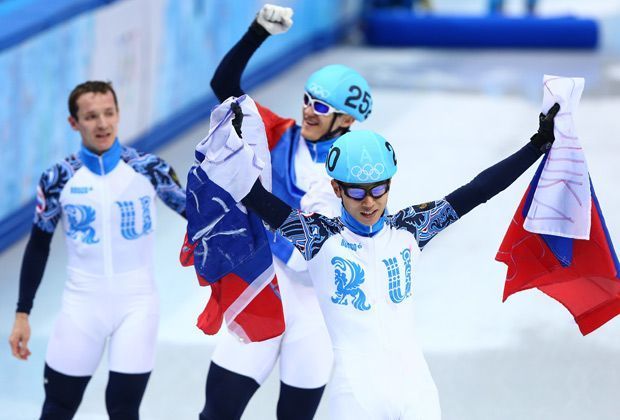 
                <strong>Shorttrack, 5000m, Staffel: Gold - Russland</strong><br>
                Victor An holt wie in vor acht Jahren Turin drei Goldmedaillen und führt die russische Staffel zum Olympiasieg über 5000 Meter.
              