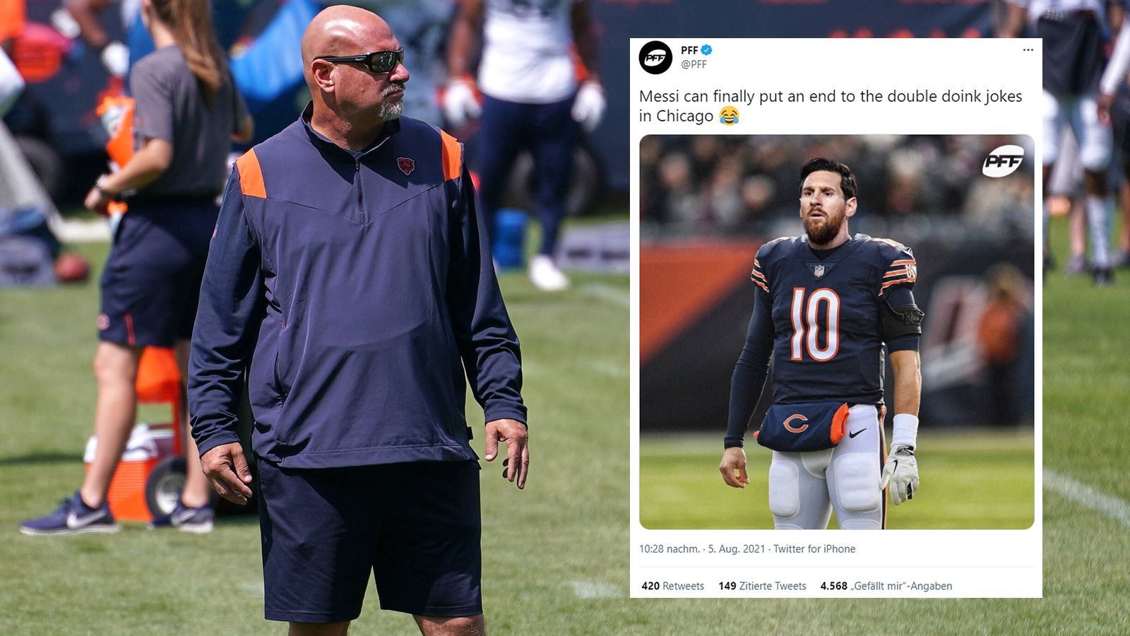 
                <strong>Chicago Bears</strong><br>
                Generell hoffen viele Fans und Teams aus Chicago auf eine (natürlich unrealistische) Zusage Messis. So auch die Anhänger von NFL-Franchise Chicago Bears. Als Kicker wäre der argentinische Kunstschütze wahrscheinlich sogar durchaus eine Verstärkung für so manches NFL-Team. 
              