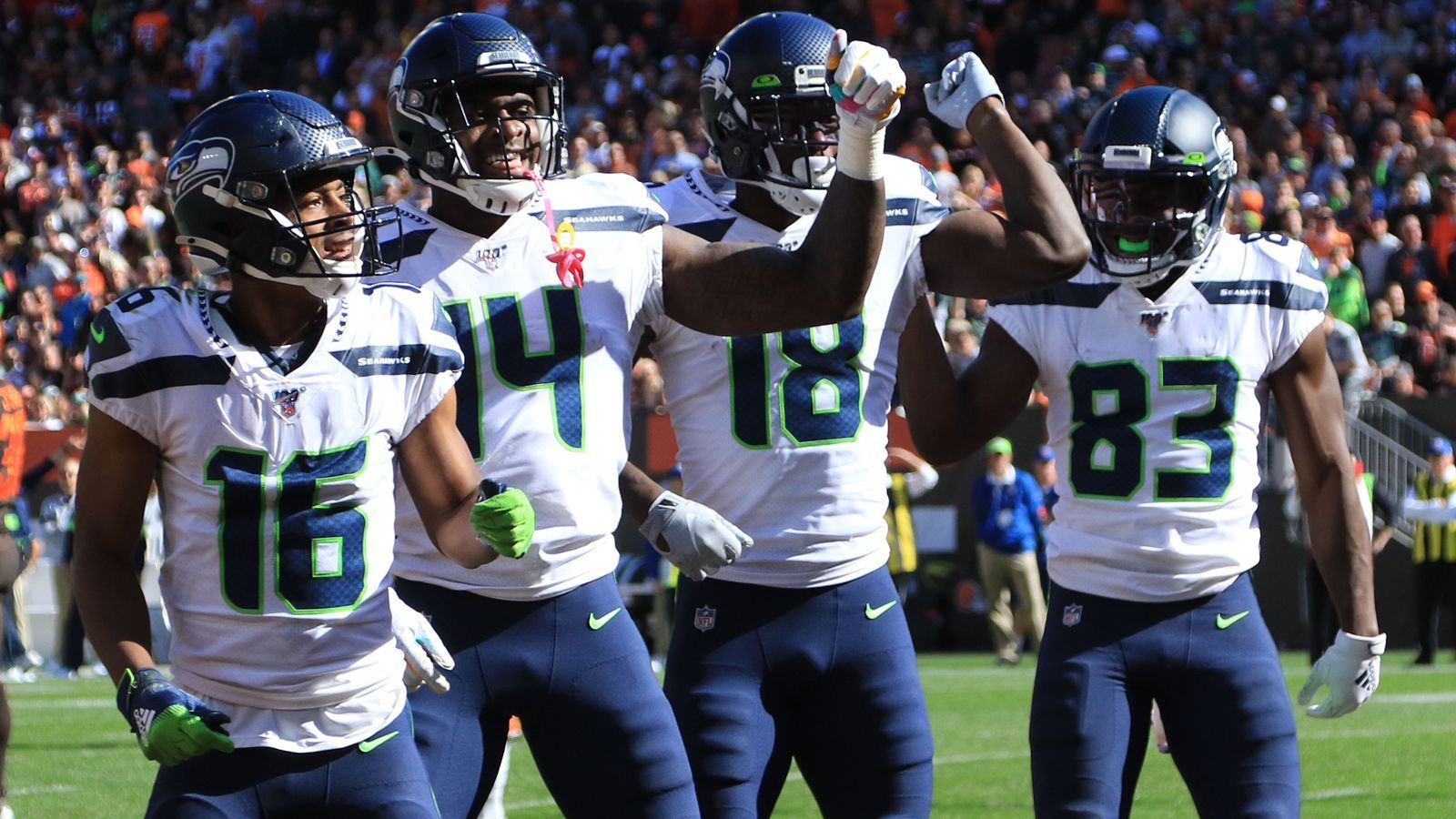 
                <strong>Celebration of the Year: Seattle Seahawks</strong><br>
                Touchdown: Jaron Brown gegen die Cleveland Browns
              