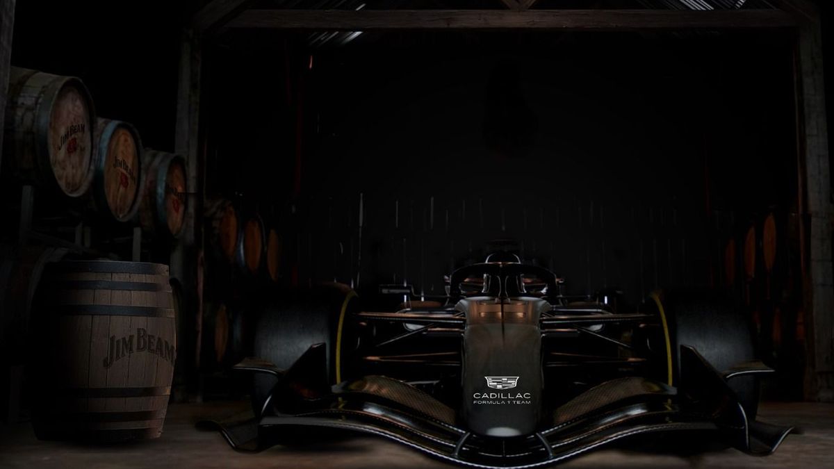 Formel-1-Auto von Cadillac in einer Jim-Beam-Halle