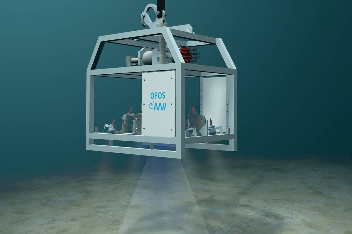 So sieht das spezielle Unterwasser-Kamera-System aus. Das "Ocean Floor Observation System (OFOS)" inspiziert für die Forschenden den Boden der Tiefsee. Es wird an einem Stahlseil hinabgelassen und schwebt 1,5 Meter über dem Meeresboden.
