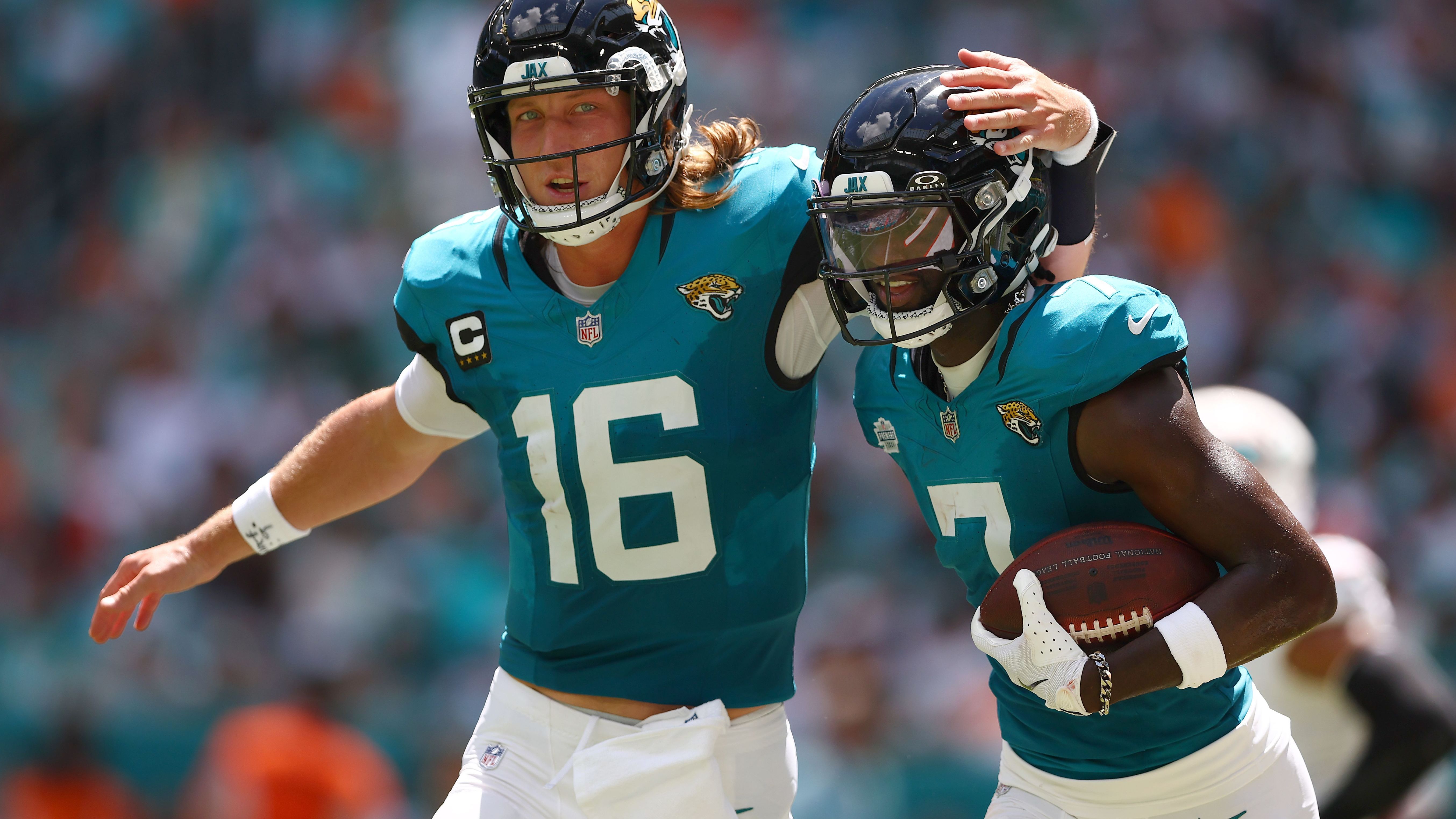 <strong>AFC South - Jacksonville Jaguars</strong><br><strong>Wide Receiver</strong>: Brian Thomas Jr., Dyami Brown, Travis Hunter<br><strong>Offensive Line</strong>: Walker Little, Ezra Cleveland, Robert Hainsey, Patrick Mekari, Anton Harrison<br><strong>Tight End</strong>: Brenton Strange<br><strong>Quarterback</strong>: Trevor Lawrence<br><strong>Running Back</strong>: Travis Etienne Jr.<br><strong>Fullback</strong>: /