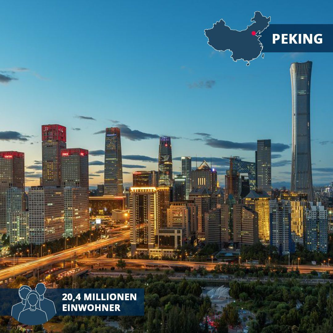 Peking, circa 21,33 Millionen Einwohner:innen (2022)
