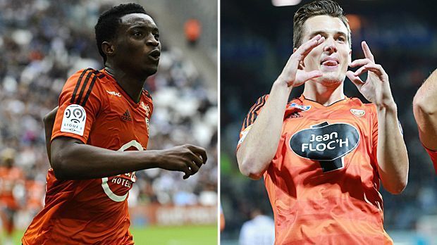 
                <strong>FC Lorient (Benjamin Moukandjo und Benjamin Jeannot)</strong><br>
                FC Lorient (Frankreich, 27 Tore in 18 Ligue-1-Spielen): Benjamin Moukandjo (li., 11 Tore) + Benjamin Jeannot (5 Tore) = 59,3% der Treffer (16 Tore).
              