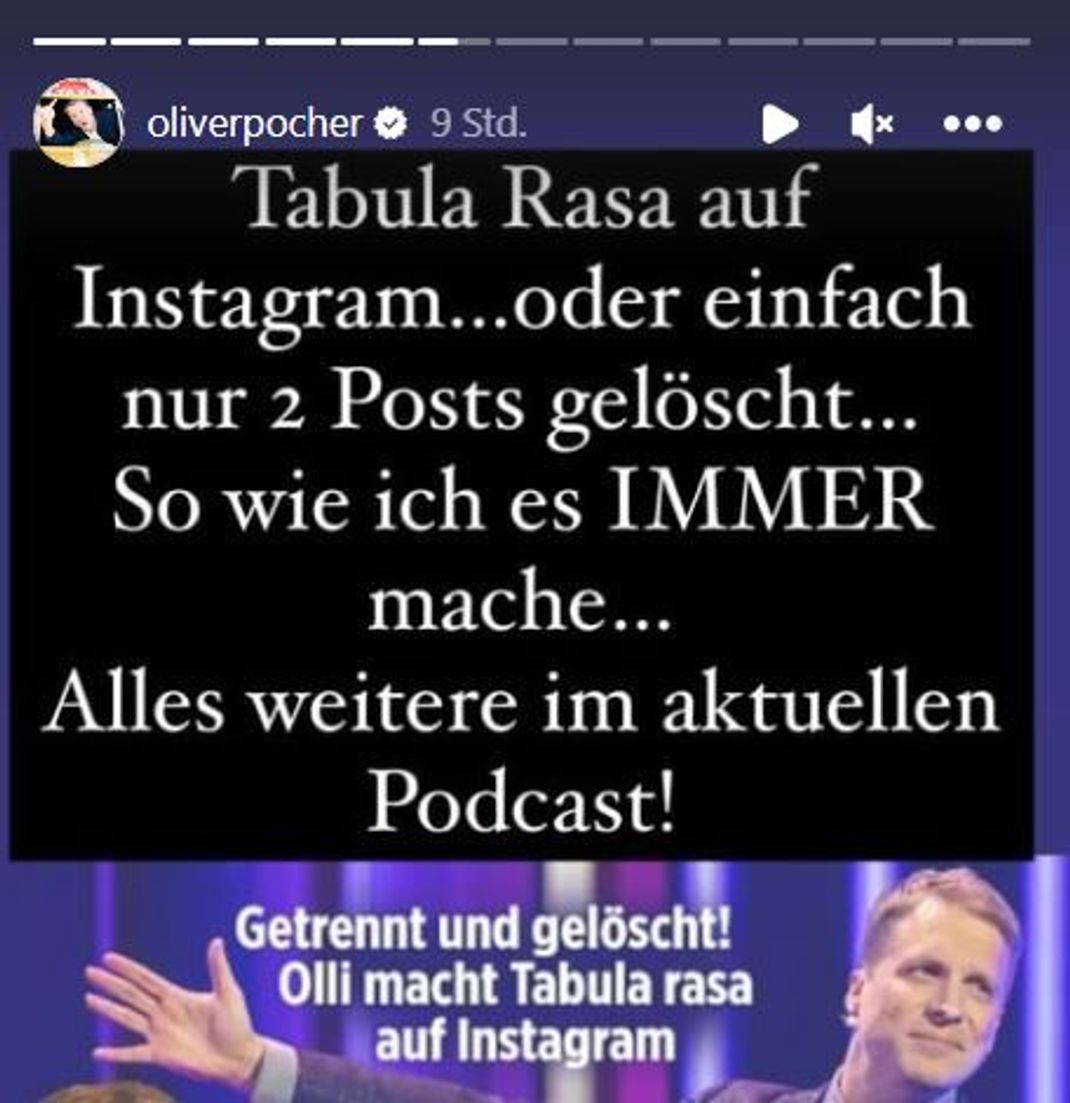 Oliver Pocher hat seinen Geburtstagspost an Ex Amira gelöscht.