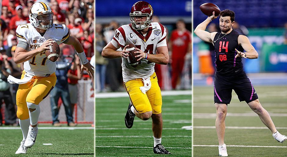 
                <strong>Quarterback-Hype</strong><br>
                Erst zweimal in der Geschichte wurden mehr als vier Quarterbacks in der 1. Runde gepickt (1983,1999). 1983 waren es sogar sechs! Mit dem Quintett um Sam Darnold (M.), Josh Allen (l.), Baker Mayfield (r.), Josh Rosen und Lamar Jackson könnte 2018 zumindest nahe an diesen Rekord heranrücken.
              