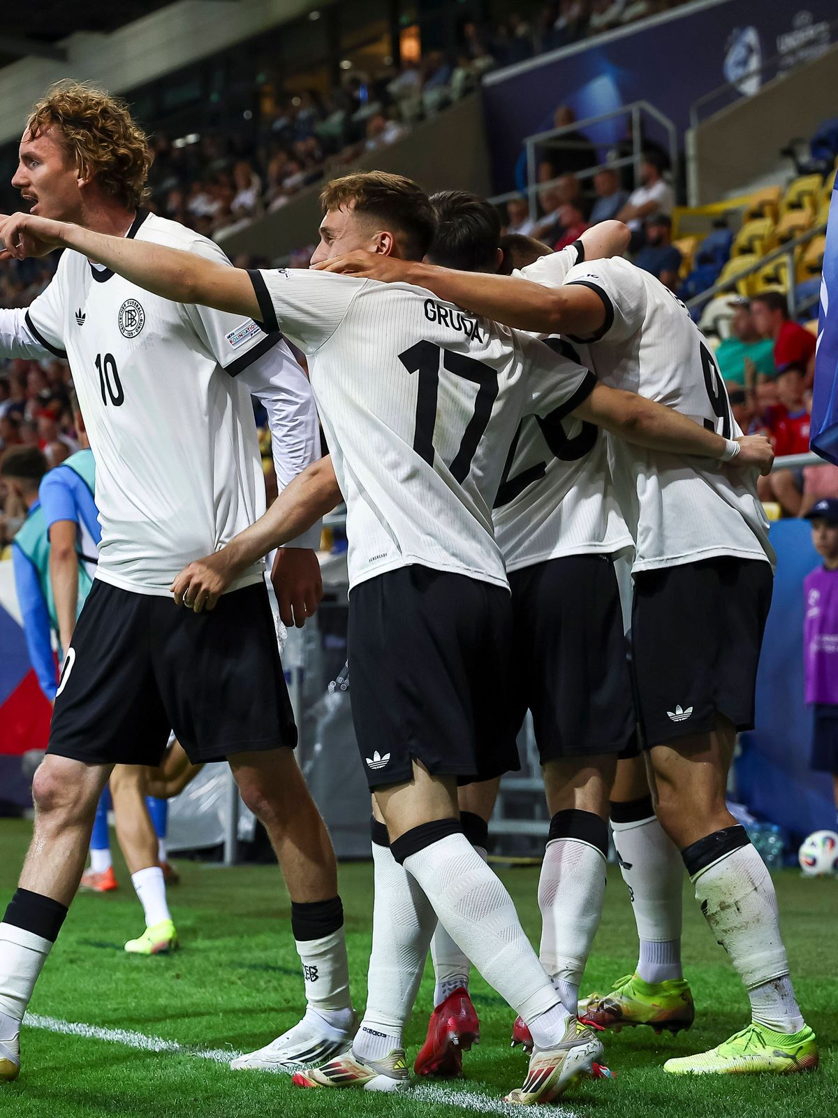 Nicolo Tresoldi (Germany U21, U 21 Nick Woltemade (Germany U21) celebrates after scoring his teams first goal during the UEFA Under 21 Slovakia 2025 match between Czech Republic U21 2-4 Germany U21...