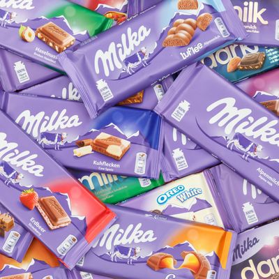 Milka chocolate chocolates different types variety background