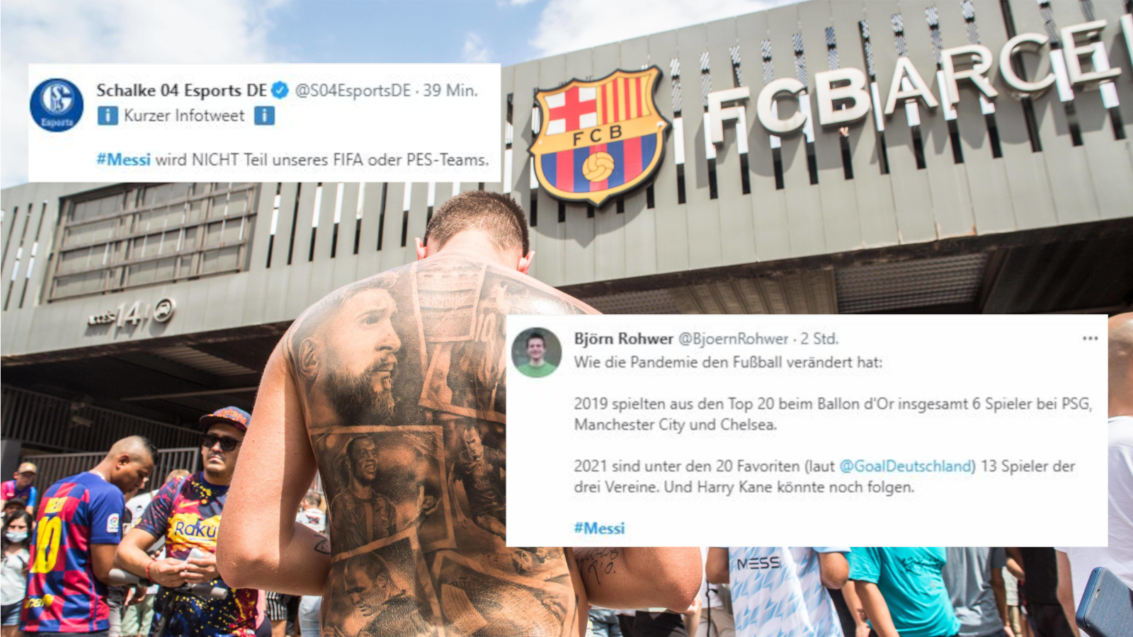 
                <strong>So reagiert das Internet auf das Messi-Beben</strong><br>
                Schalke 04 packt den Klassiker aus und teilt mit, dass Messi nicht vom Rasen an die Konsole wechselt und somit kein Teil des FIFA- oder PES-Teams der Königsblauen wird. Das Zahlenspiel von Twitter-User "Björn Rohwer" ist spannend. "Wie die Pandemie den Fußball verändert hat: 2019 spielten aus den Top 20 beim Ballon d'Or insgesamt sechs Spieler bei PSG, Manchester City und Chelsea. 2021 sind unter den 20 Favoriten (laut "Goal") 13 Spieler der drei Vereine. Und Harry Kane könnte noch folgen", schreibt er. Können nur noch die ganz großen Klubs unter Mithilfe finanzieller Unterstützung durch Investoren große Transfers tätigen?
              