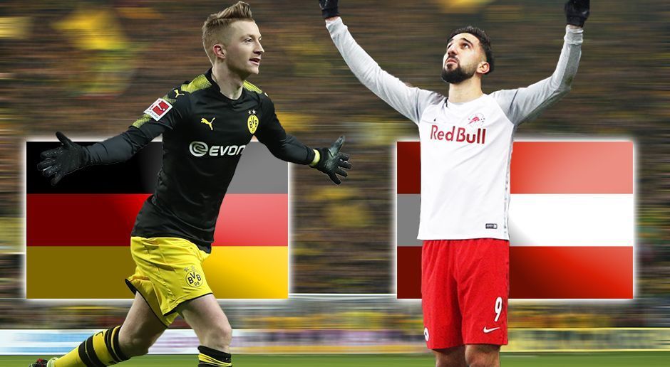 
                <strong>Deutsch-österreichische Duelle im Europacup</strong><br>
                Wenn am Donnerstag Borussia Dortmund und RB Salzburg im Achtelfinale der Europa League aufeinander treffen, ist dies das 24. deutsch-österreichische K.o.-Duell im Europapokal. 20:3 lautet die Bilanz zugunsten der Klubs der deutschen Bundesliga. Bislang gab es insgesamt 56 Spiele mit 34 Siegen der deutschen Mannschaften, neun Unentschieden und 13 Erfolgen für die Teams aus der Alpenrepublik. ran.de stellt euch die wichtigsten Duelle vor.
              