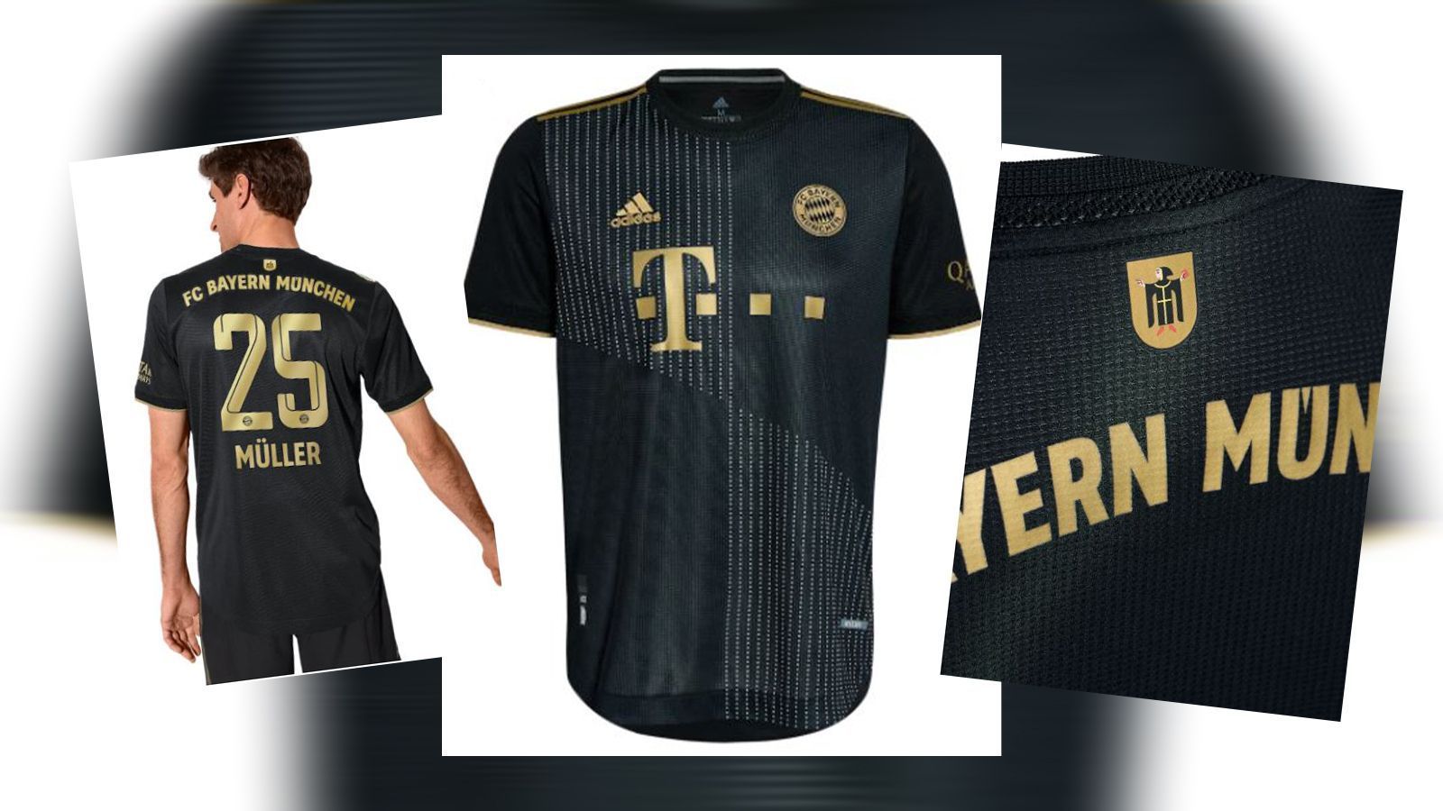 
                <strong>FC Bayern: Münchner Kindl schmückt Auswärts-Trikot</strong><br>
                "Eine Hommage an die Stadt München", so stellt der FC Bayern sein neues Auswärtstrikot für die anstehende Spielzeit vor. Beim letzten Saisonspiel in Augsburg werden die Bayern-Stars das neue Jersey erstmals tragen. Schwarz als Auswärtsfarbe ist nicht neu, das Design allerdings schon. Die weißen Punkte auf Brust und Bauch sollen eine Rautenoptik erzeugen. Das Highlight des neuen Trikots ist aber mit Sicherheit das Wappen des berühmten Münchener Kindls auf der Rückseite: "Die auf dem Trikot abgebildete Wappenfigur der Stadt München symbolisiert die Verbundenheit des Vereins zur bayerischen Landeshauptstadt und erinnert an die Wurzeln des deutschen Rekordmeisters", schrieb der Rekordmeister in der Vorstellung seiner neuen Auswärts-Uniform.
              