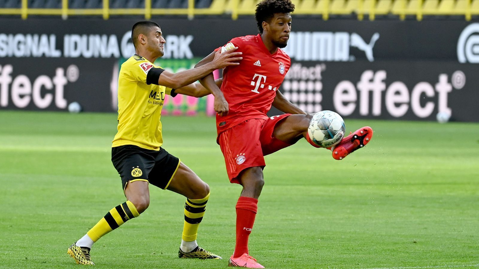 
                <strong>Kingsley Coman</strong><br>
                Auf dem rechten Flügel gewohnt agil, seine Flanken finden aber häufig nicht den richtigen Adressaten. Trotzdem mit sehenswerten Momenten: In der 19. Minute an der bis dato besten Bayern-Chance beteiligt. Nach Zuspiel von Müller mit einer Hereingabe auf Höhe der Grundlinie auf Gnabry, dessen Schuss erst Pisczczek auf der Linie klären kann. Fünf Minuten später testet er Bürki noch einmal aus halbrechter Position im Strafraum. Nach der Pause mit ein, zwei besseren Flanken aber schwindenden Kräften. In der 73. Daher für Perisic ausgewechselt. ran-Note: 3
              