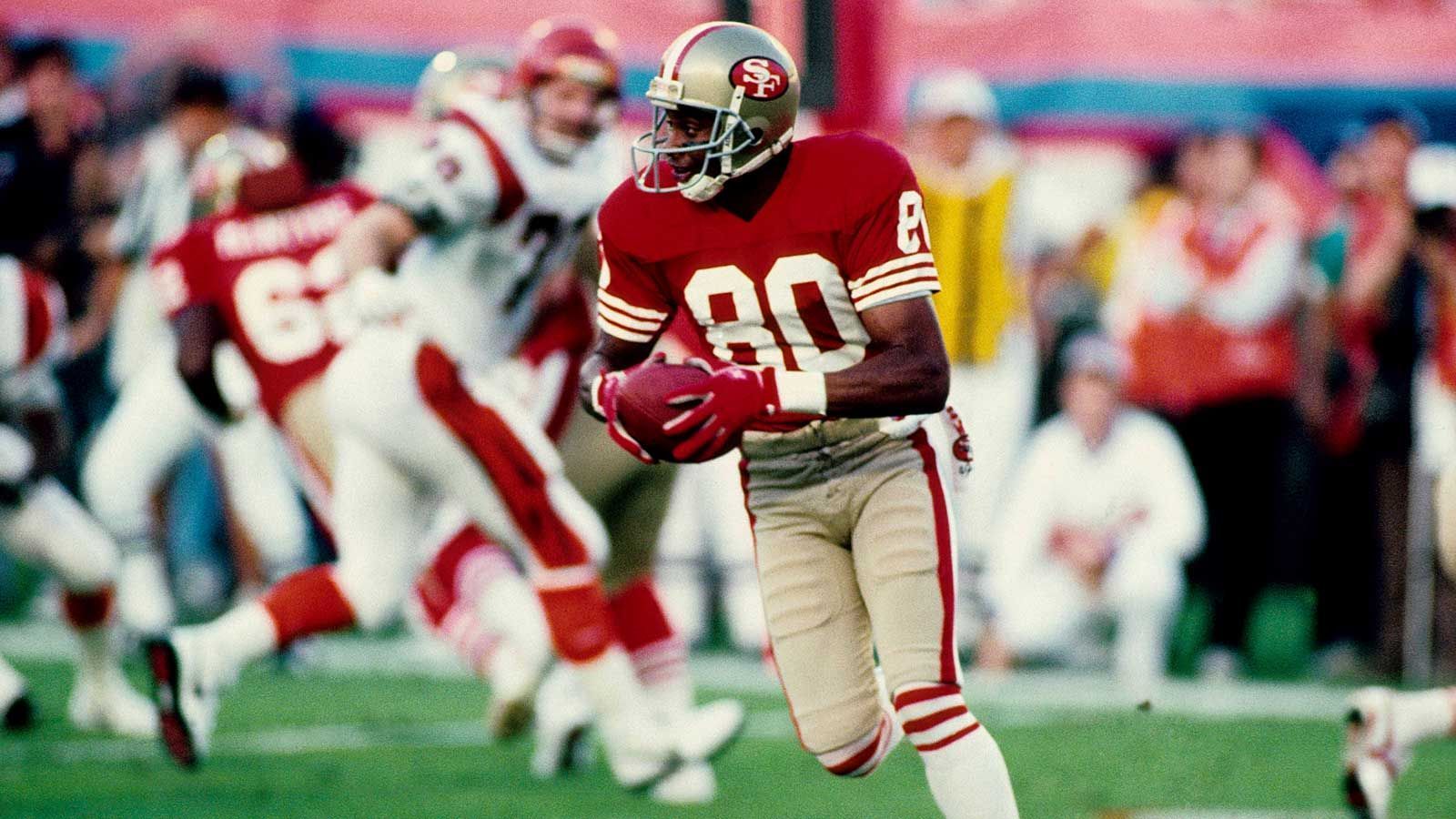
                <strong>San Francisco 49ers – Jerry Rice </strong><br>
                &#x2022; 19.247 Receiving Yards<br>&#x2022; von 1985 bis 2000<br>
              