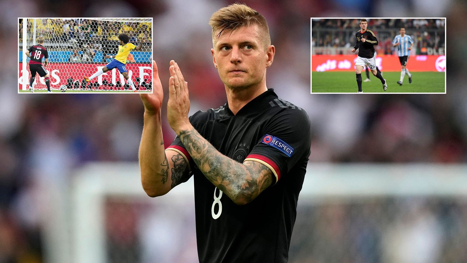 
                <strong>Rücktritt nach 106 Länderspielen: Die DFB-Meilensteine des Toni Kroos</strong><br>
                Für Toni Kroos ist nach 106 Länderspielen (17 Tore) für Deutschland Schluss in der Nationalmannschaft. Der Mittelfeldstratege von Real Madrid erklärte nach dem Achtelfinal-Aus bei der EM 2021 gegen England (0:2) seinen Rücktritt aus dem DFB-Team. ran zeigt die Meilensteine in der DFB-Karriere des 31-Jährigen. (Stand: 2. Juli 2021)
              