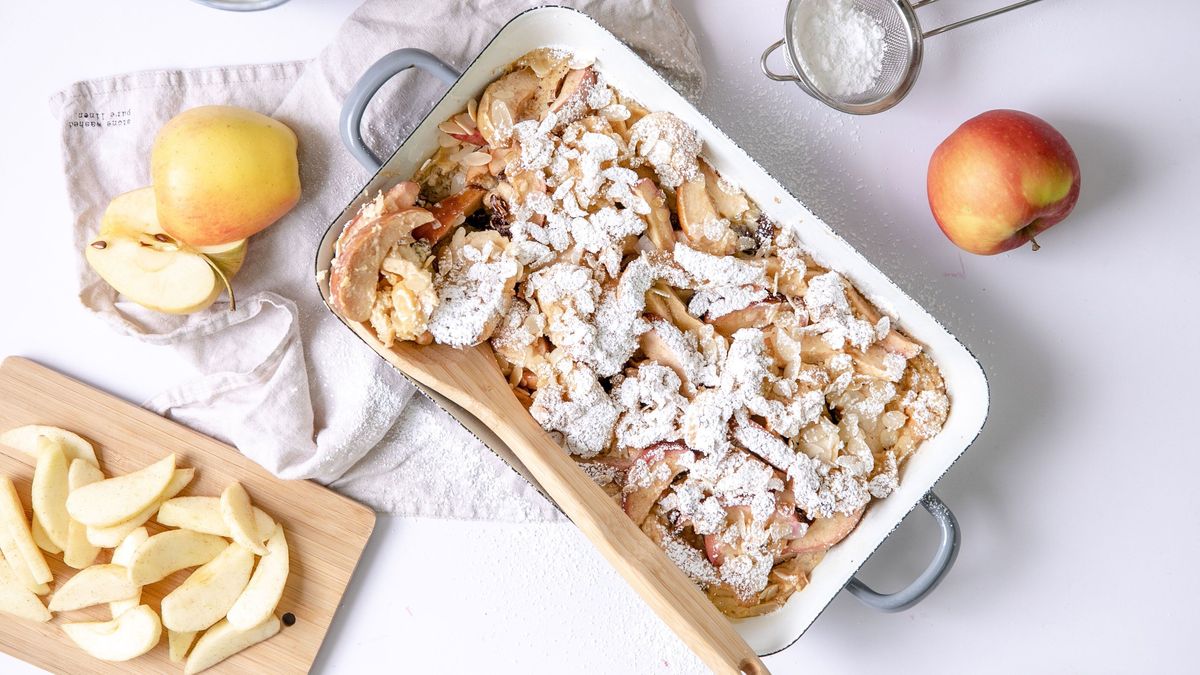 Apfel Scheiterhaufen mit Vanillesoße