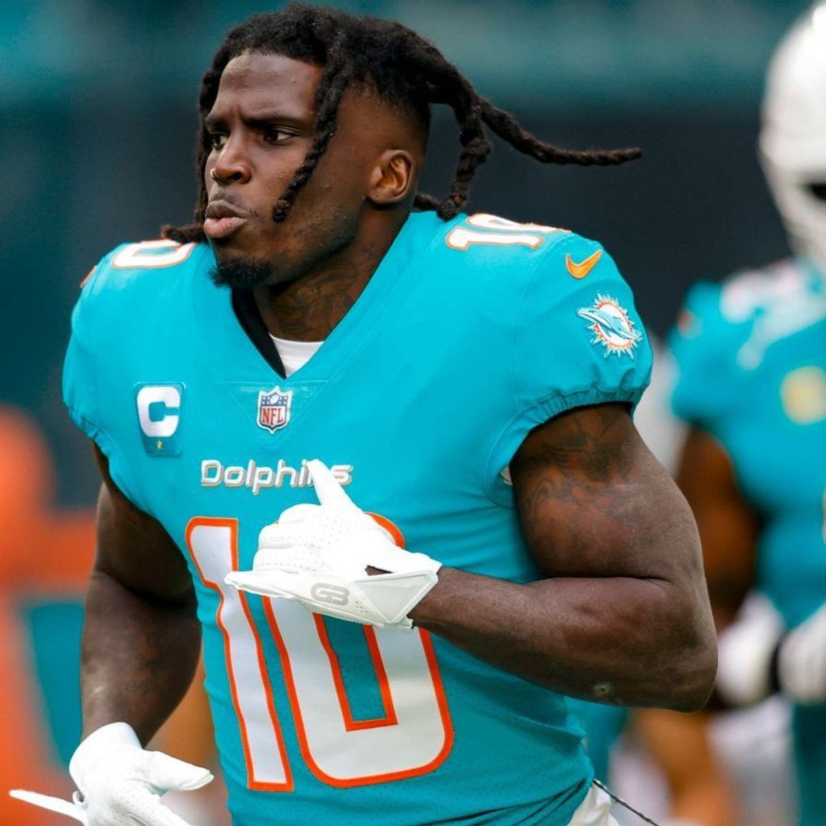 NFL referee Adrian Hill stands on the field during an NFL football game  with the Houston Texans and the Miami Dolphins, Sunday Nov. 7, 2021, in  Miami Gardens, Fla. (AP Photo/Doug Murray