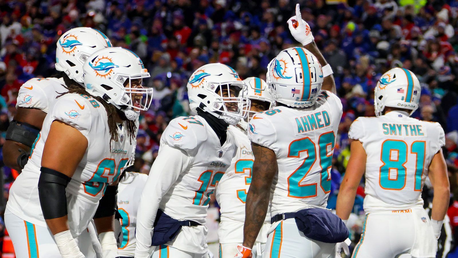 
                <strong>Platz 7 in der AFC: Miami Dolphins (8-7)</strong><br>
                &#x2022; Week 17: @Patriots<br>&#x2022; Week 18: vs. Jets<br>
              