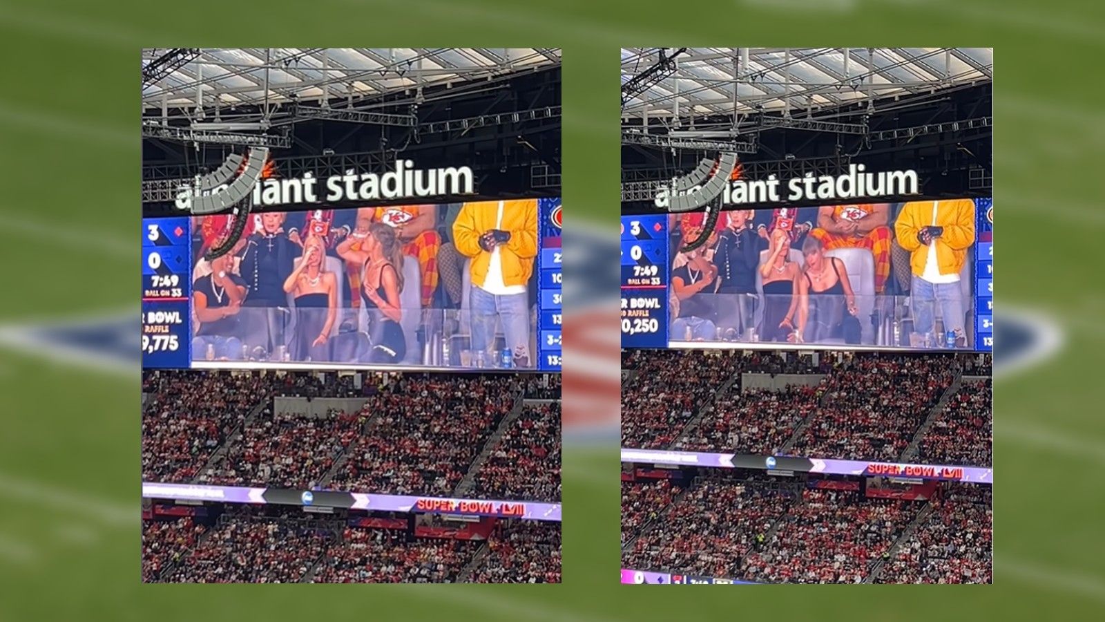 <strong>Taylor Swift ext Bier</strong><br>Abseits des Spiels sorgte die Sängerin für einen bemerkenswerten Moment. Während der ersten Halbzeit wurde Swift auf der Stadionleinwand eingeblendet und exte - unter den Jubelstürmen der Fans im Stadion - einen Becher Bier.