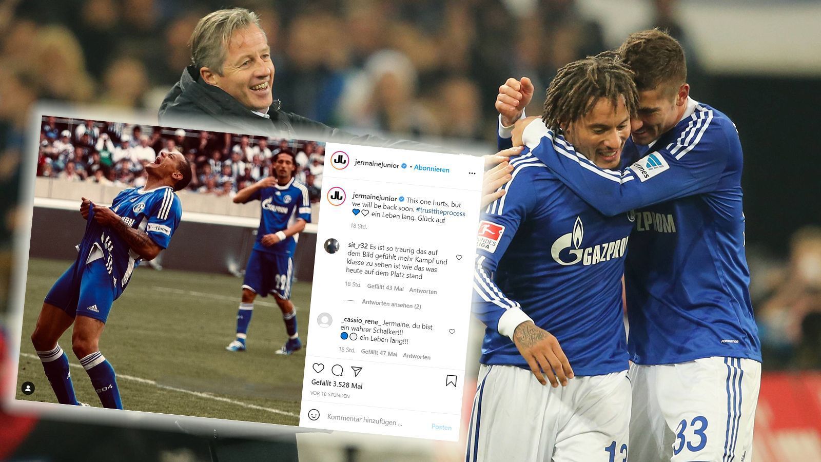 
                <strong>Jermaine Jones</strong><br>
                "Das tut weh, aber wir werden bald zurück sein", ist sich Jermaine Jones sicher. Der Mittelfeldspieler war insgesamt sechs Jahre für die Knappen aktiv.
              